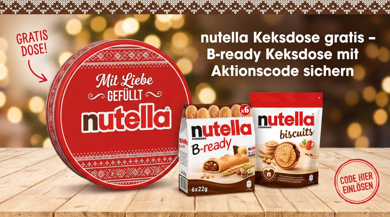 nutella Keksdose gratis: B-ready Keksdose mit Aktionscode sichern
