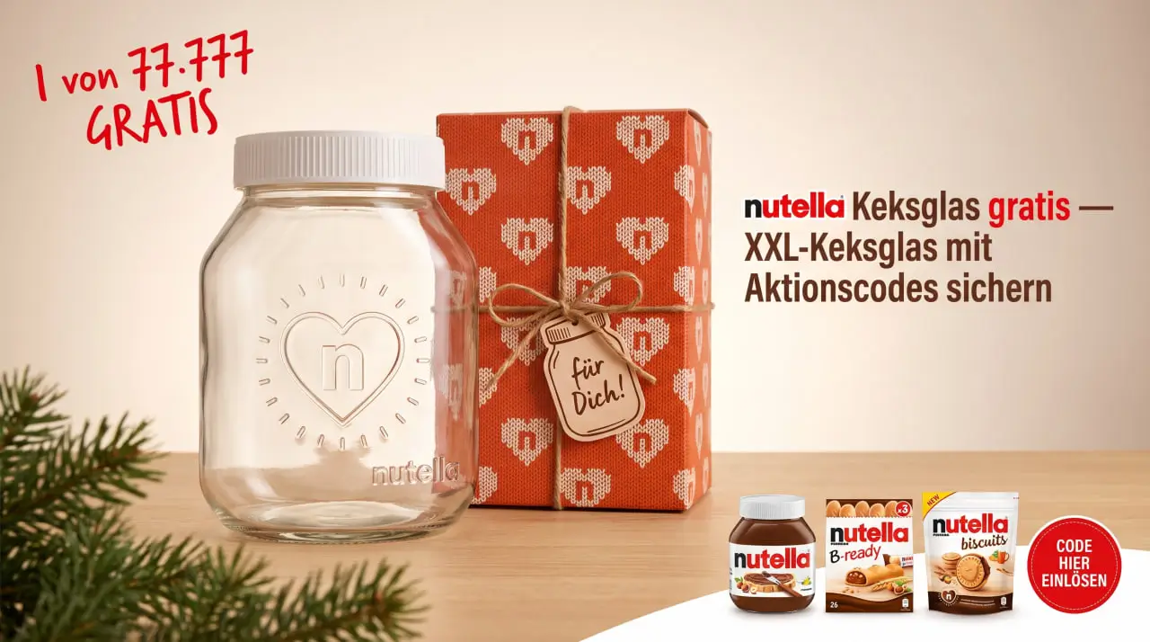 nutella Keksglas gratis: XXL-Keksglas mit Aktionscodes sichern
