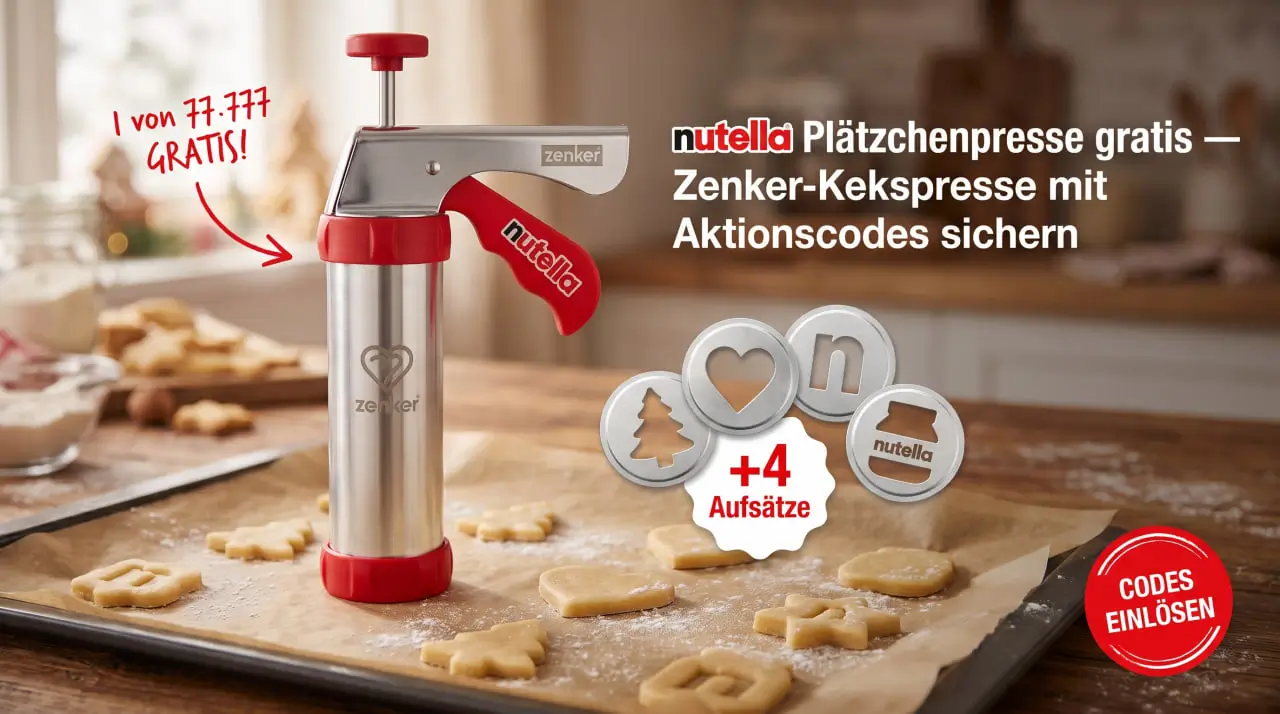 nutella Plätzchenpresse gratis: Zenker-Kekspresse mit Codes sichern